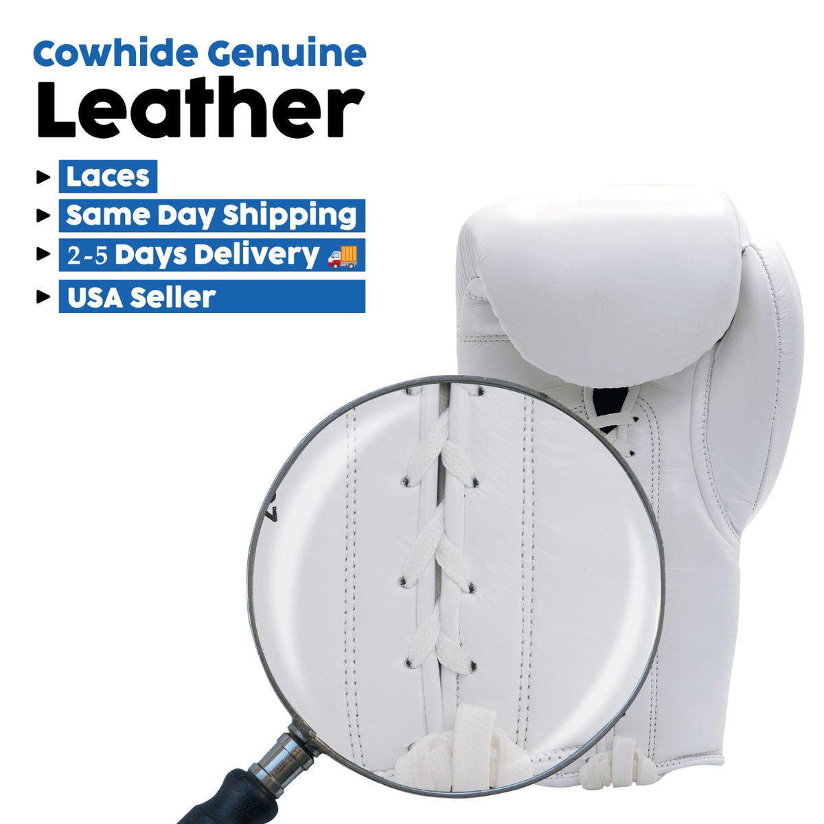 Puncherica Genuine Cowhide Leather Lace-Up Boxing Gloves