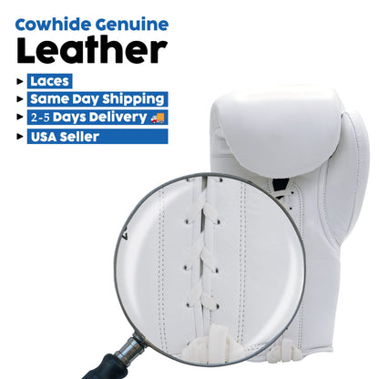 Puncherica Genuine Cowhide Leather Lace-Up Boxing Gloves