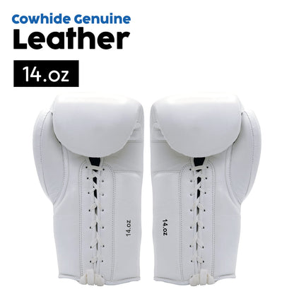 Puncherica Genuine Cowhide Leather Lace-Up Boxing Gloves
