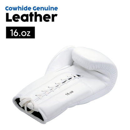 Puncherica Genuine Cowhide Leather Lace-Up Boxing Gloves