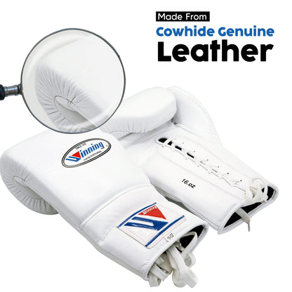 Puncherica Genuine Cowhide Leather Lace-Up Boxing Gloves